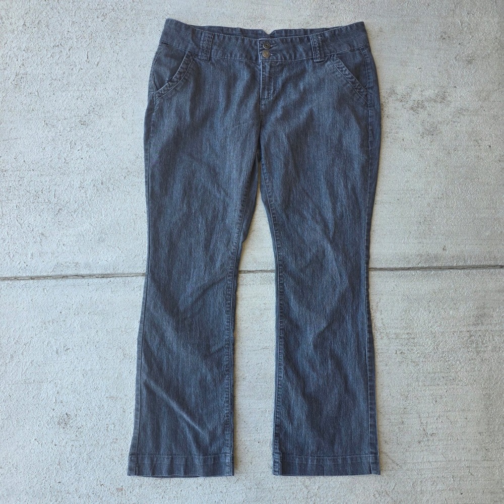 SO Heritage Womens Flare‎ Leg Jeans Gray Denim Double Button Size 17
